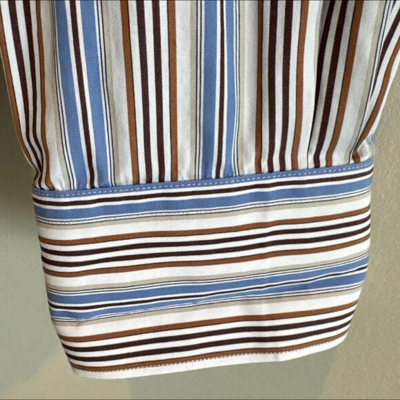 Bugatchi Shaped Fit Men’s Dress Shirt Striped With Accent Fabric InsideCuffs M - Picture 8 of 9